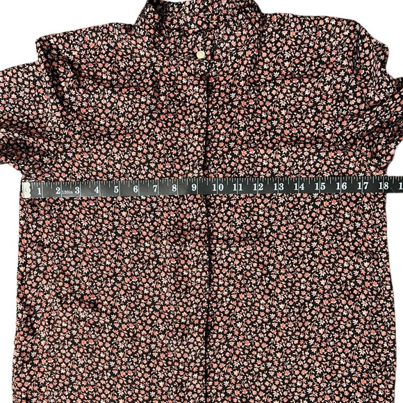 Loft Blouse Button Up Floral Print Women’s Petite XS Ruffle Hem Stand Up Collar - Picture 12 of 14